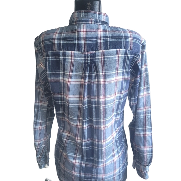 Blue & red plaid check flannel shirt Sz.S - Picture 4 of 5